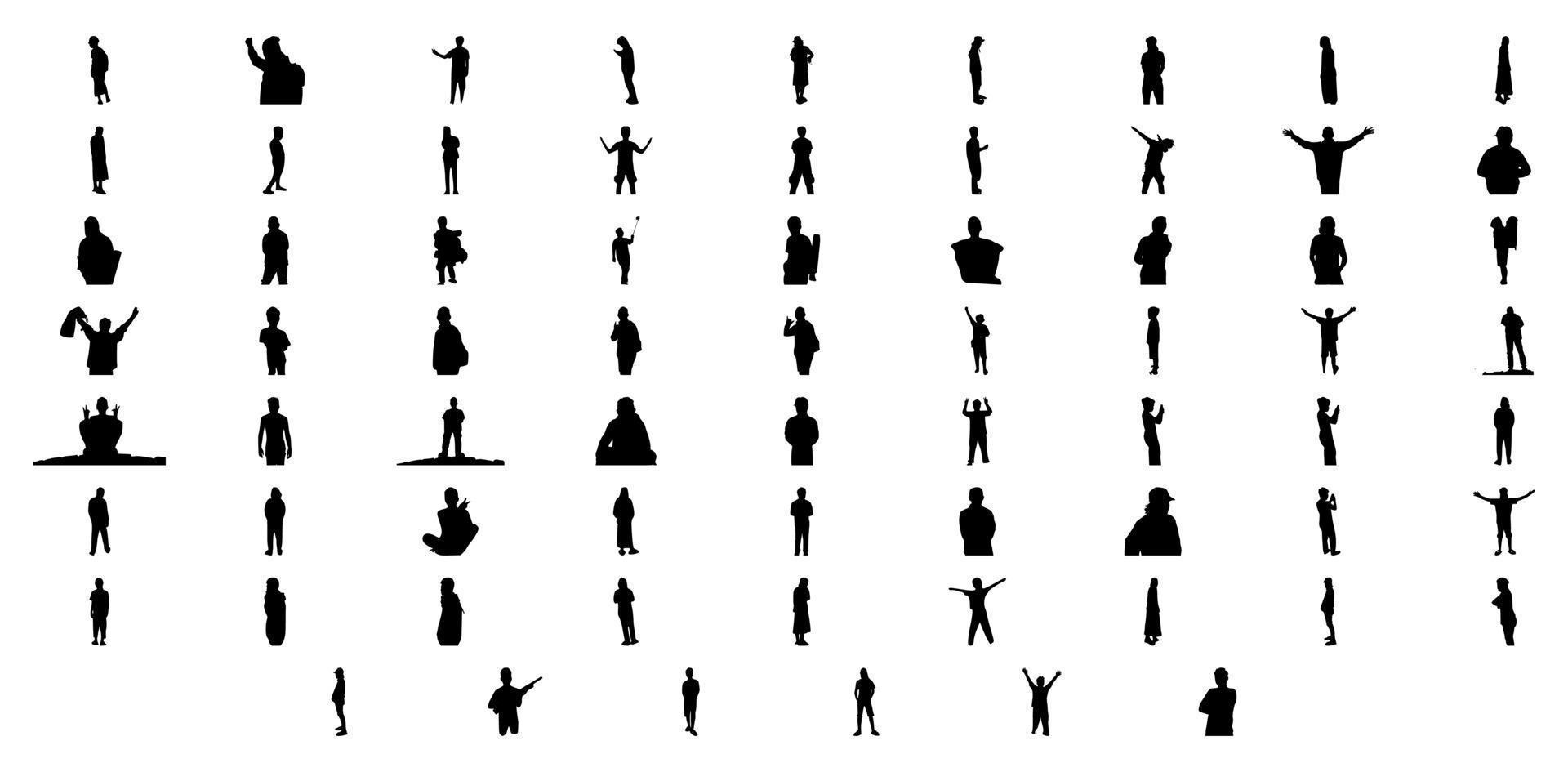 set of man silhouette illustration vector