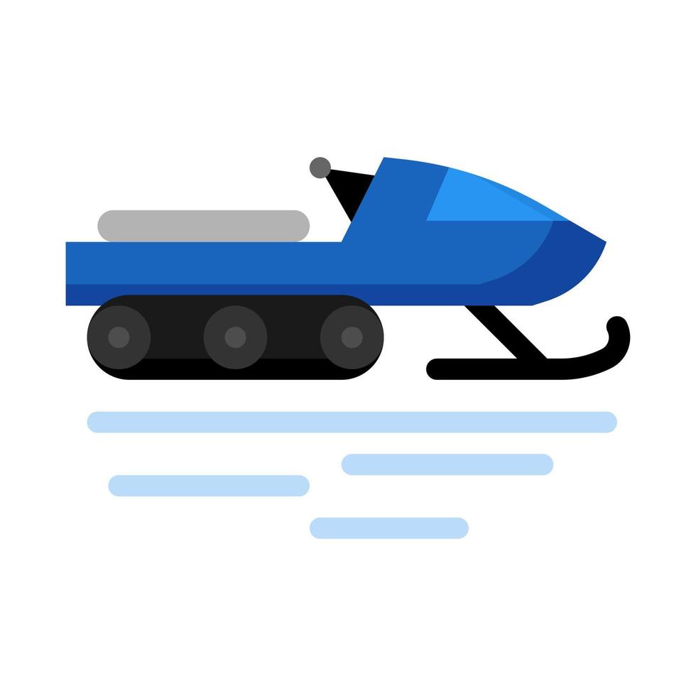Snow mobile icon in flat style vector, snow motor icon vector