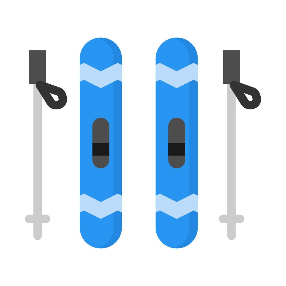 Ski sport icon in flat style vector, ski icon, winter sport, ski vector