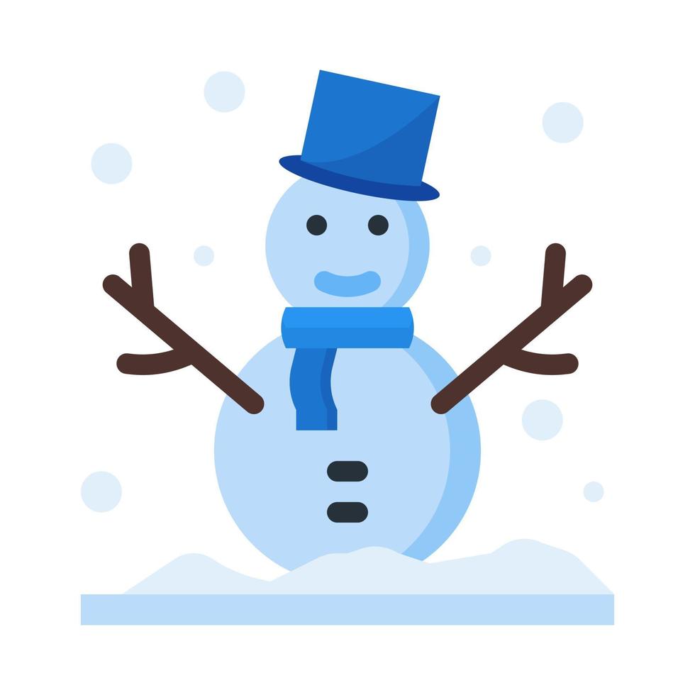 icono de muñeco de nieve en vector de estilo plano, icono de bola de nieve, invierno