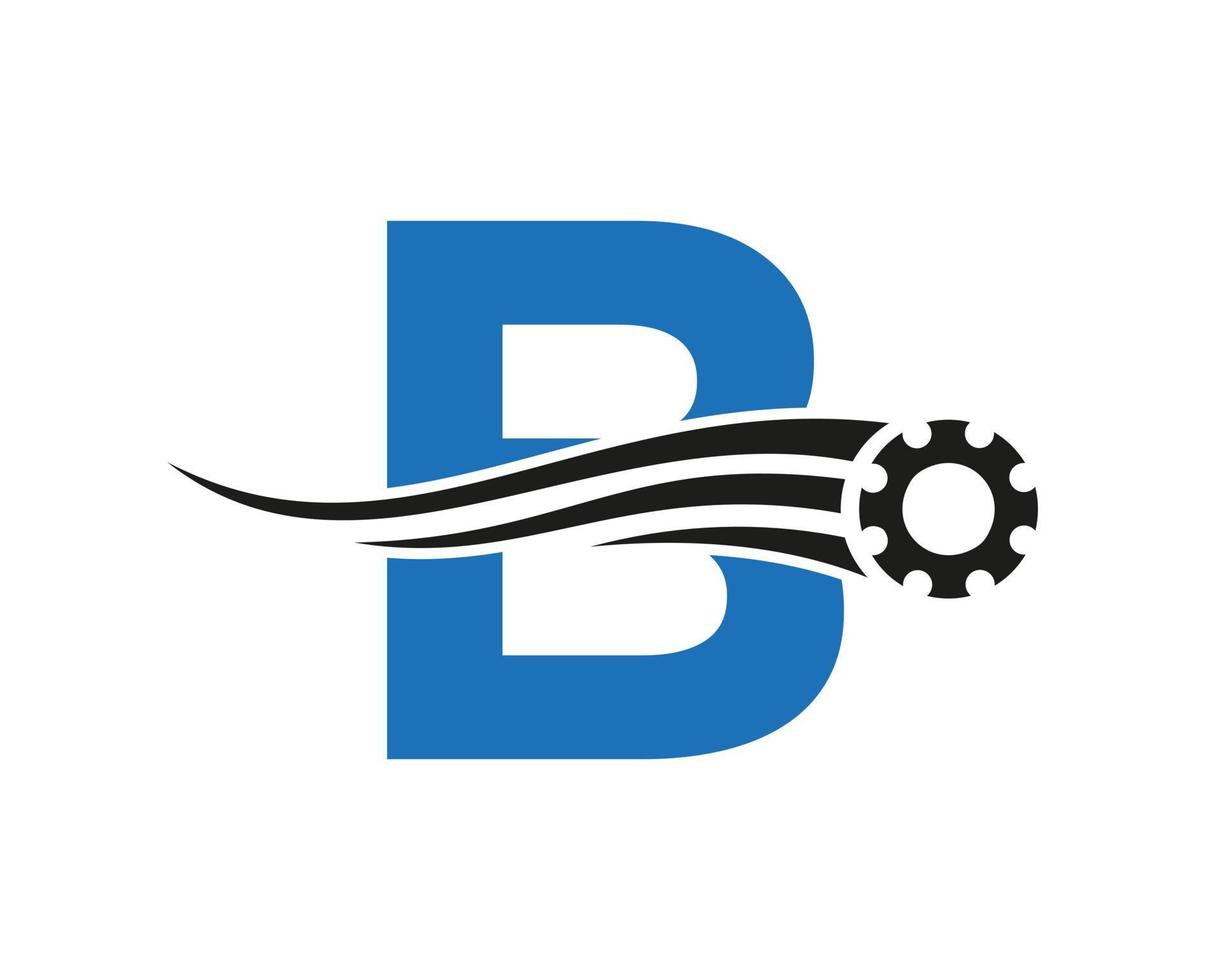 Letter B Gear Cogwheel Logo. Automotive Industrial Icon, Gear Logo, Car Repair Symbol vector