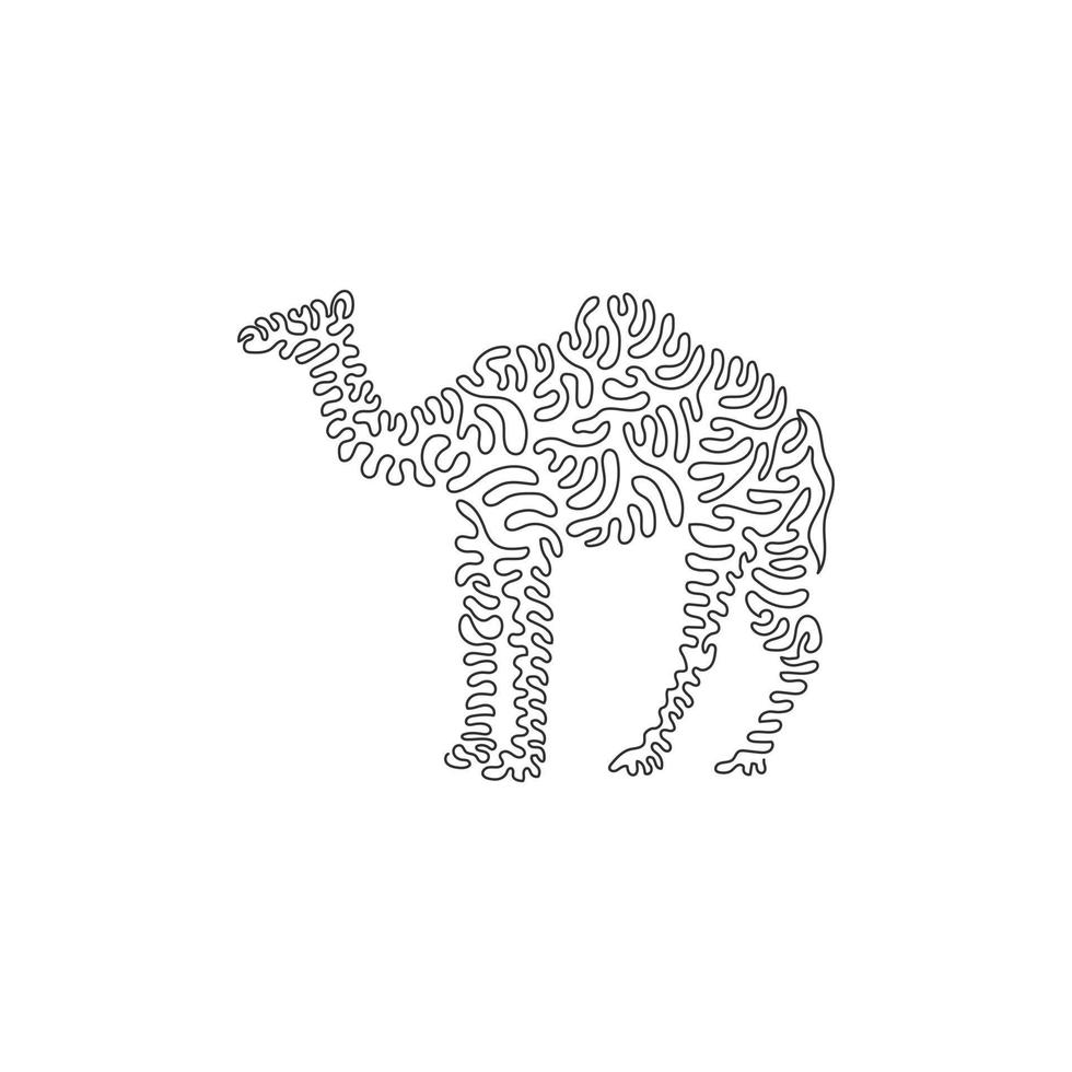 Single one line drawing of adorable camel with long legs abstract art. Continuous line drawing graphic design vector illustration of friendly camel for, symbol, company logo, poster wall decor