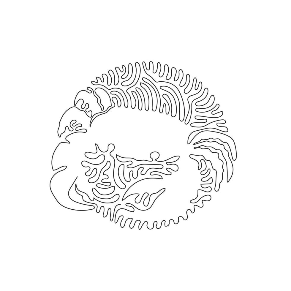 Single curly one line drawing. The crab has two grasping claws. Continuous line draw graphic design vector illustration of adorable crab for icon, symbol, company logo, boho wall art