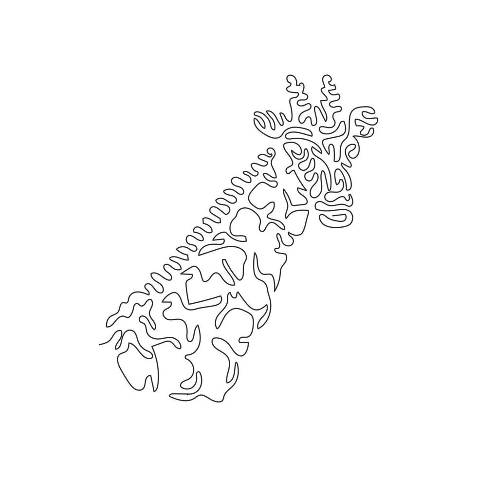 Single curly one line drawing abstract art. Giraffe of long necked mammals. Continuous line drawing graphic design vector illustration of adorable giraffe for icon, symbol, logo, boho poster
