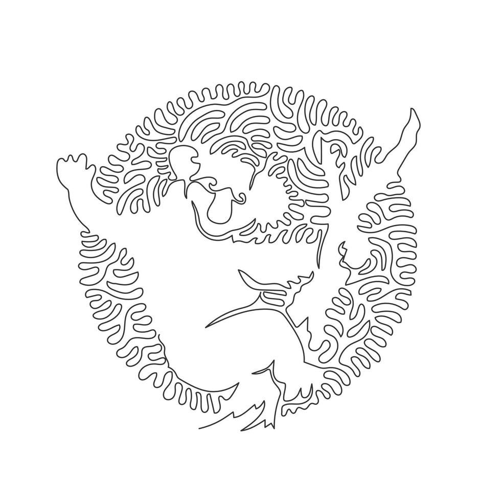 Continuous curve one line drawing of cute koala abstract art in circle. Single line editable stroke vector illustration of koala has big furry ears for logo, wall decor, poster print decoration