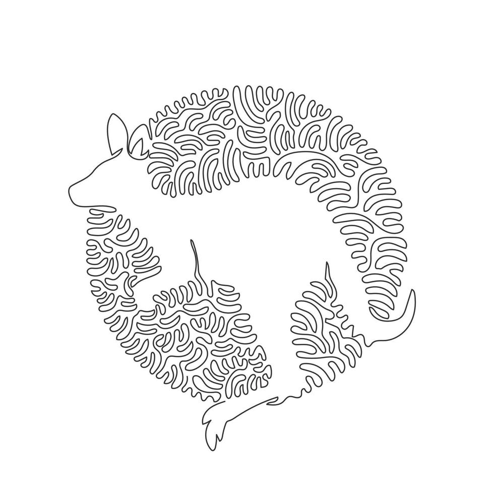 Continuous curve one line drawing of standing kangaroo abstract art in circle. Single line editable stroke vector illustration of kangaroos are large marsupials for logo, wall decor, boho poster