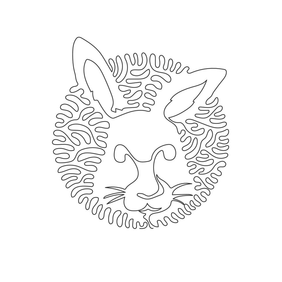 Single swirl continuous line drawing abstract art. Rabbits have long ears. Continuous line drawing graphic design vector illustration style of adorable rabbit for icon, minimalism modern wall decor