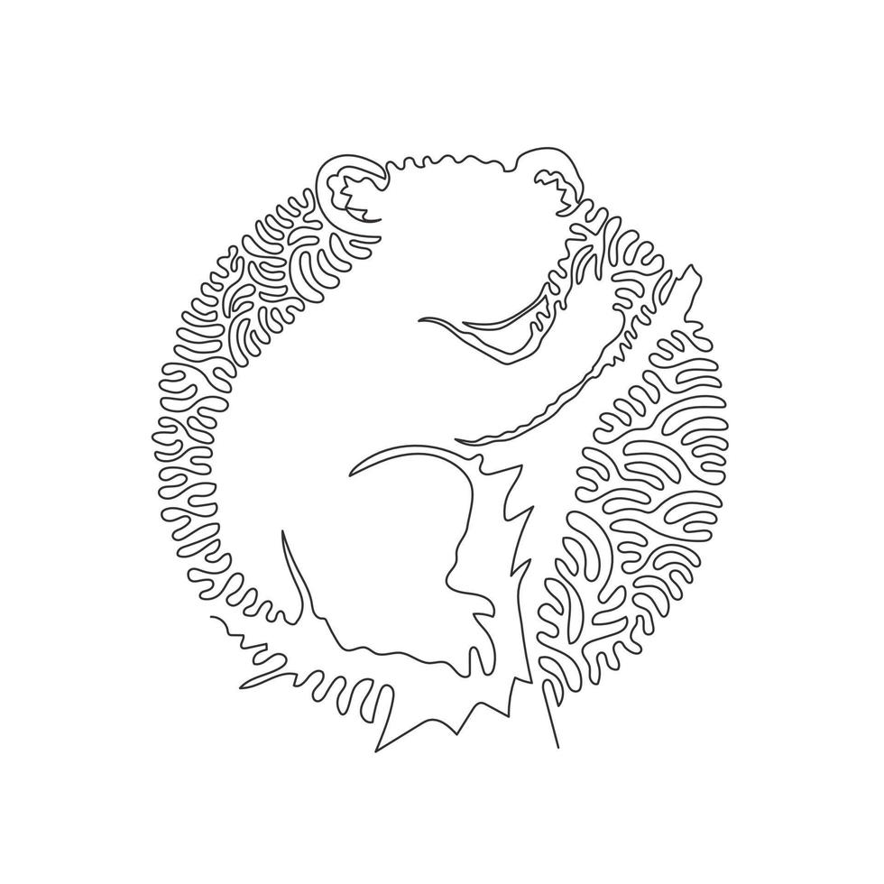 dibujo de línea continua de un solo remolino del adorable arte abstracto de koala. dibujo de línea continua diseño gráfico ilustración vectorial estilo de koala, animal trepador de árboles para icono, signo, decoración de pared boho vector