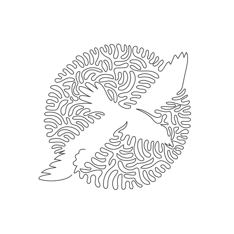 dibujo continuo de una línea curva del adorable arte abstracto de albatros en círculo. ilustración de vector de trazo editable de una sola línea de albatros usar envergadura para logotipo, decoración de pared, arte de cartel boho