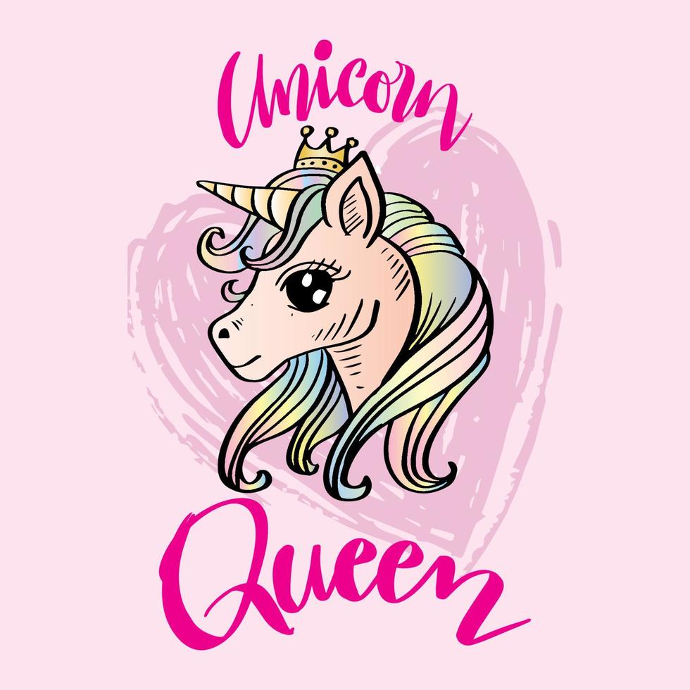Unicorn queen, hand lettering. vector