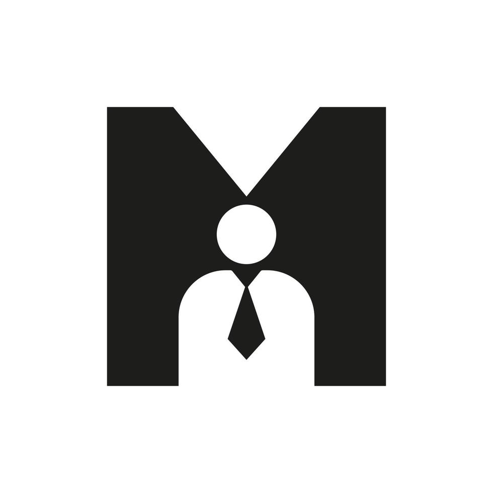 Letter M Business Man Symbol  for Insurance, Secure And Success Vector Template