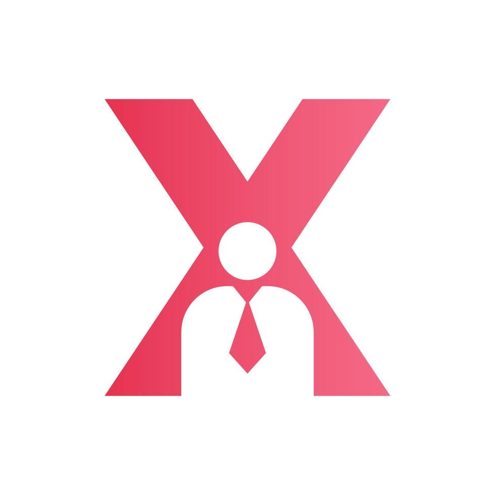 Letter X Business Man Symbol  for Insurance, Secure And Success Vector Template