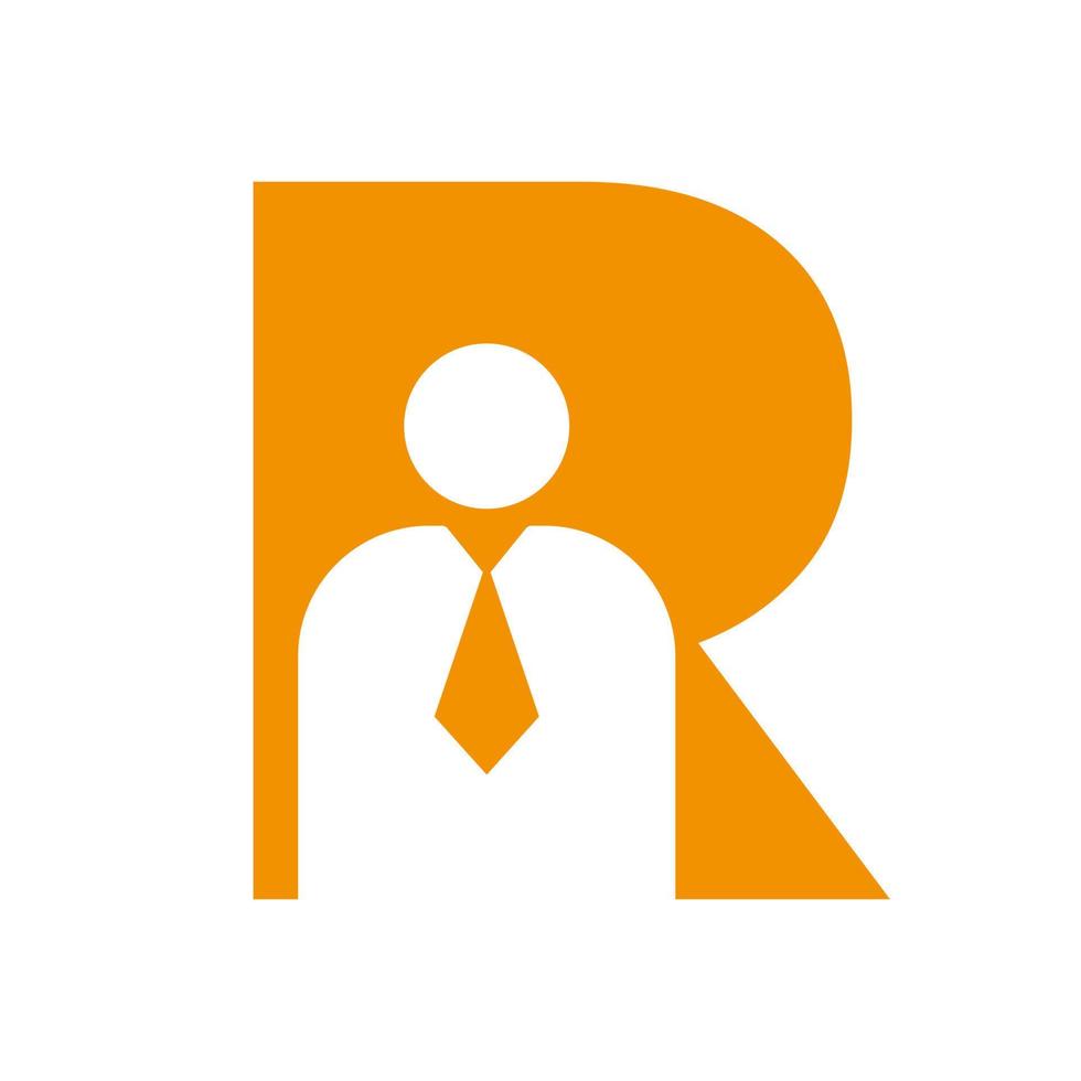 Letter R Business Man Symbol  for Insurance, Secure And Success Vector Template