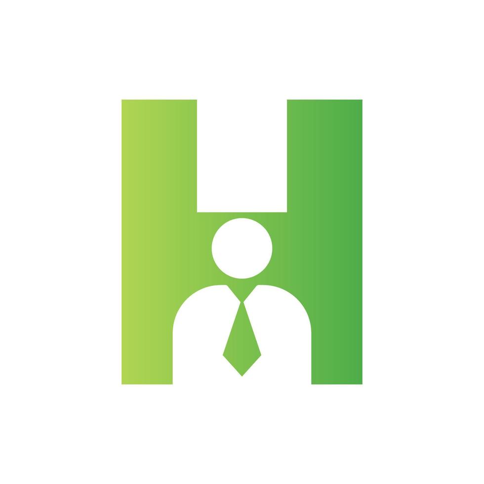 Letter H Business Man Symbol  for Insurance, Secure And Success Vector Template
