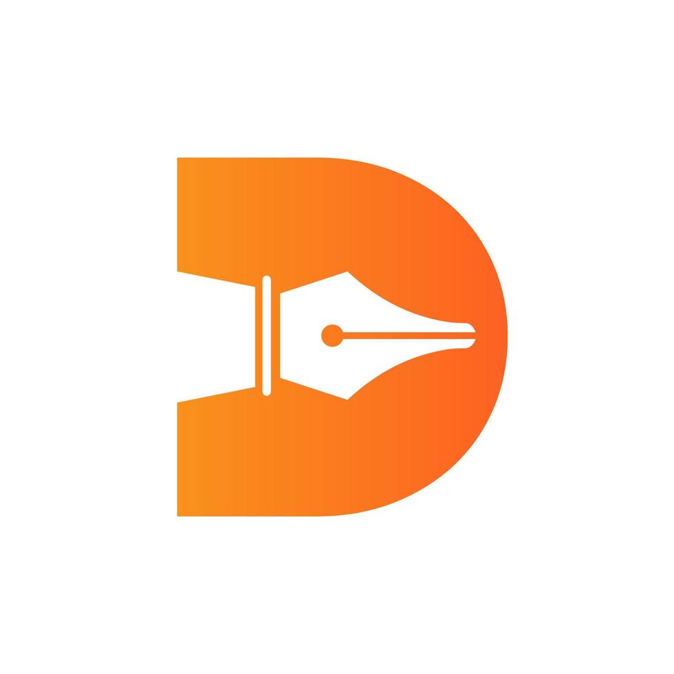 letra inicial d icono de punta de pluma para logotipo de educación y símbolo de ley alfabeto basado en plantilla vectorial vector