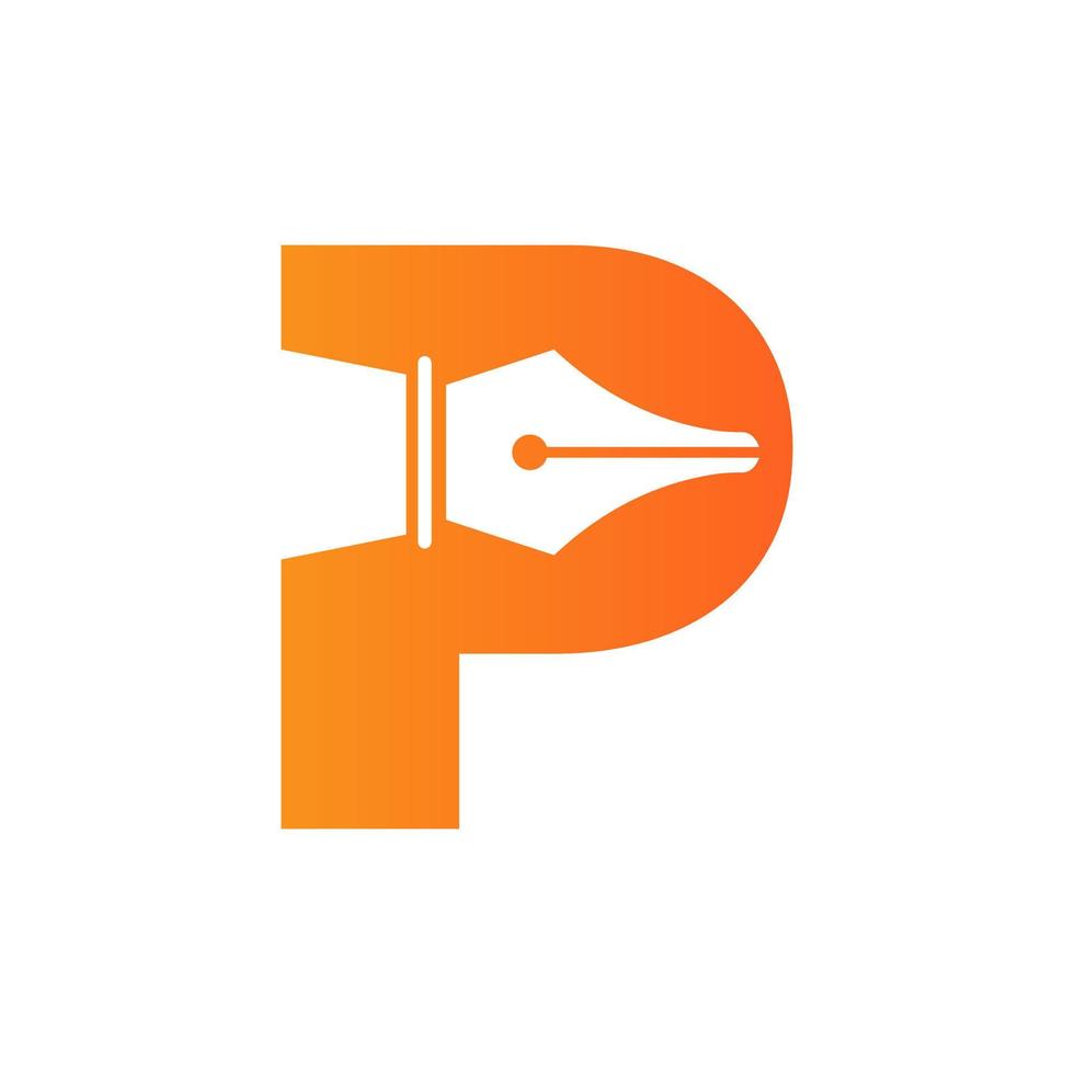 Initial Letter P Pen Nib Icon For Education Logo and Law Symbol Vector Template Based Alphabet