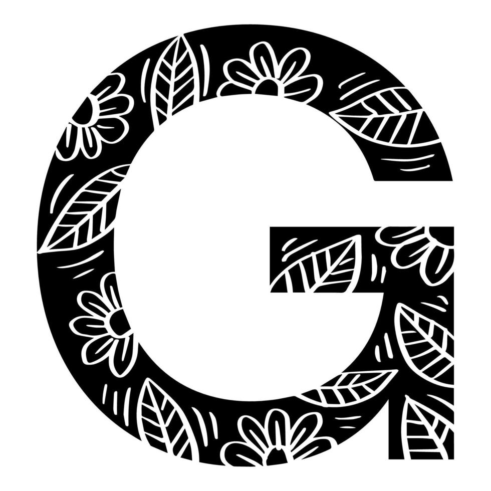 Alphabet Decorative Floral Letter G. vector