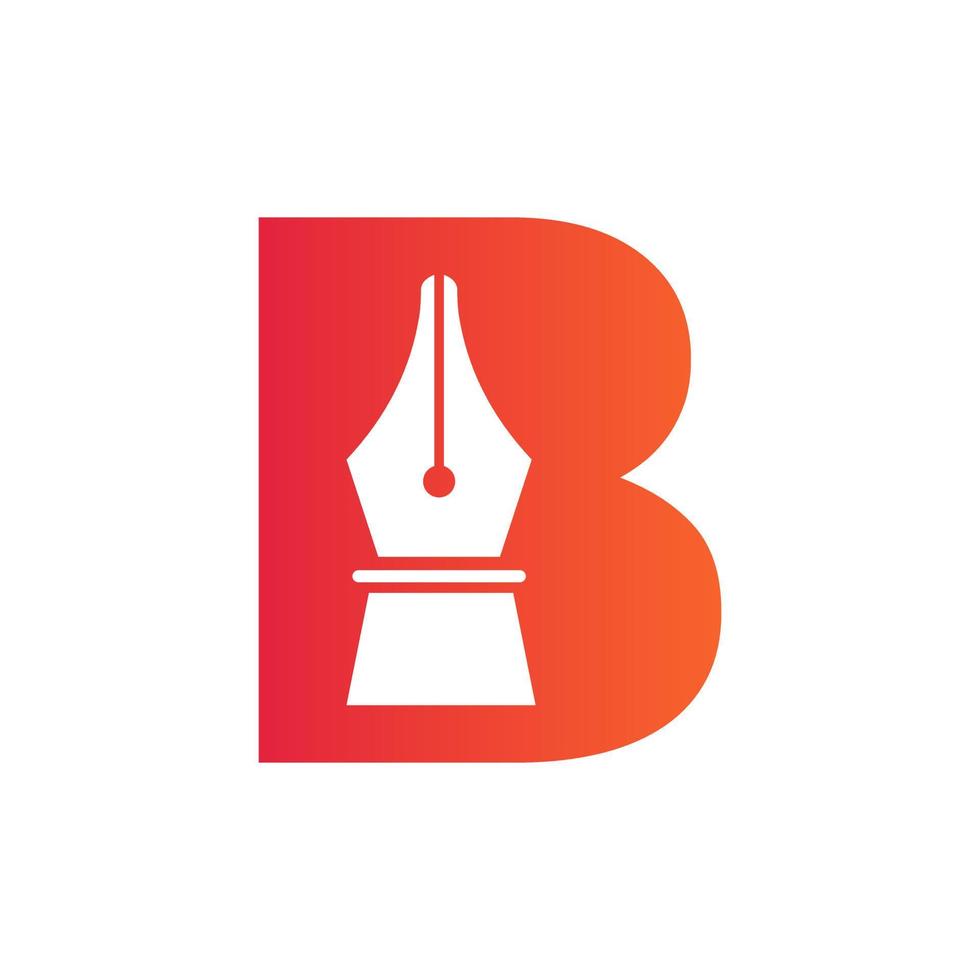 Initial Letter B Pen Nib Icon For Education Logo and Law Symbol Vector Template Based Alphabet