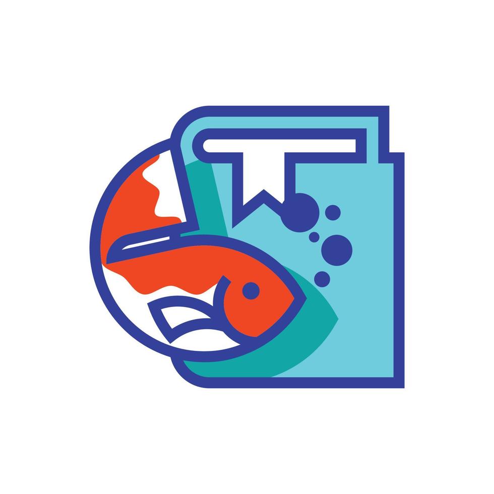 Icon Tutorials Fish Logo vector