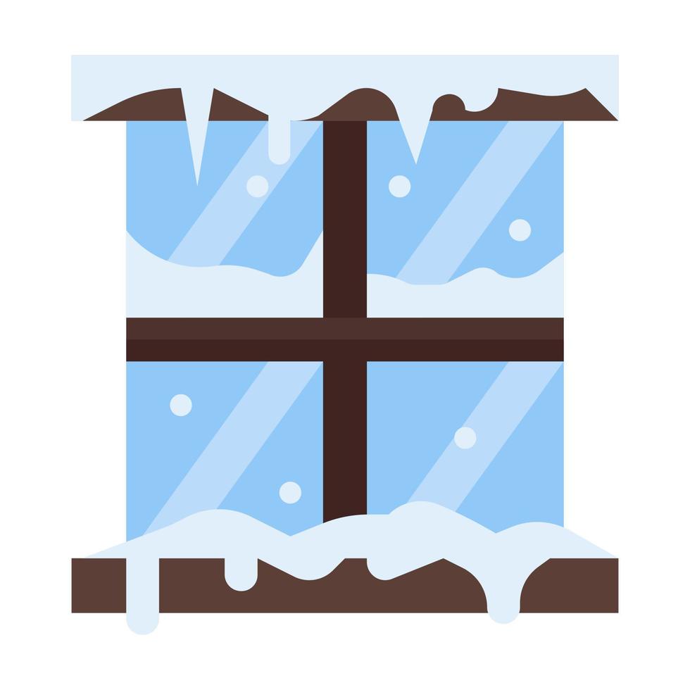 Window icon in flat style vector, interior, furniture, winter vector