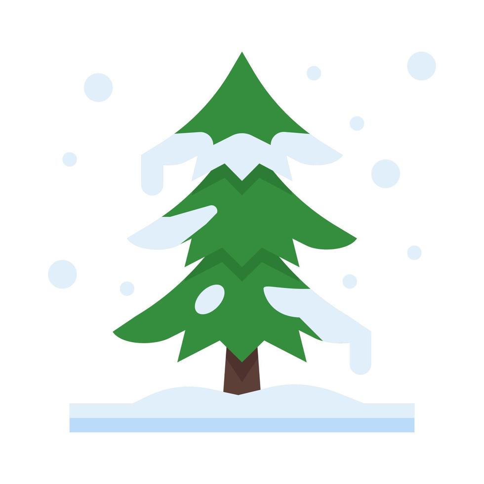 icono de árbol de invierno en vector de estilo plano, icono de abeto, invierno, ecología