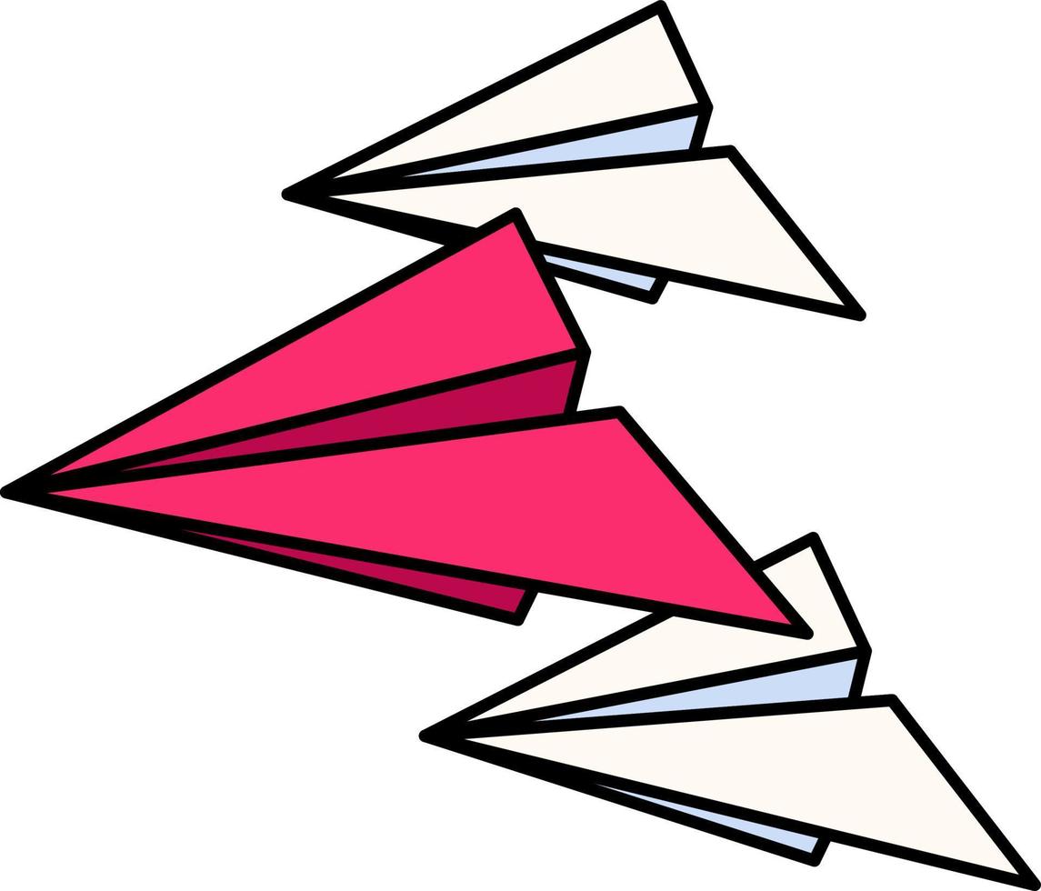 Leadership business Red rocket paper plane out of follower Colored Outline vector