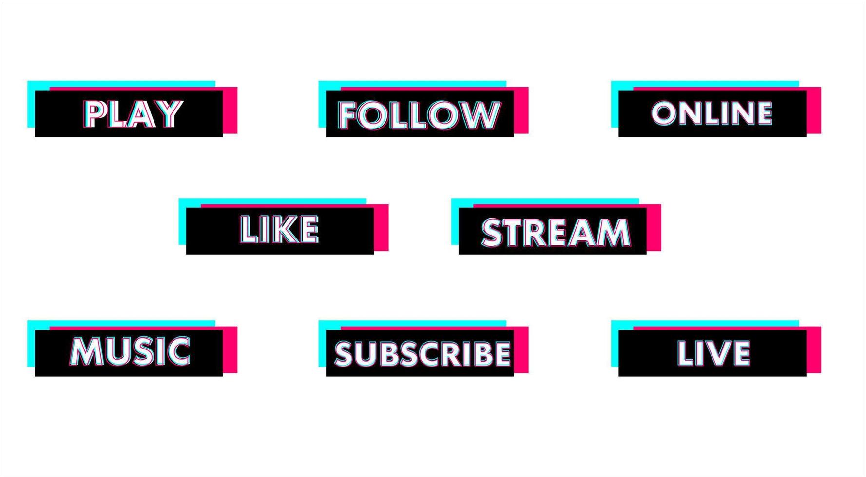 Set of stickers for a popular social network. Black - blue - pink