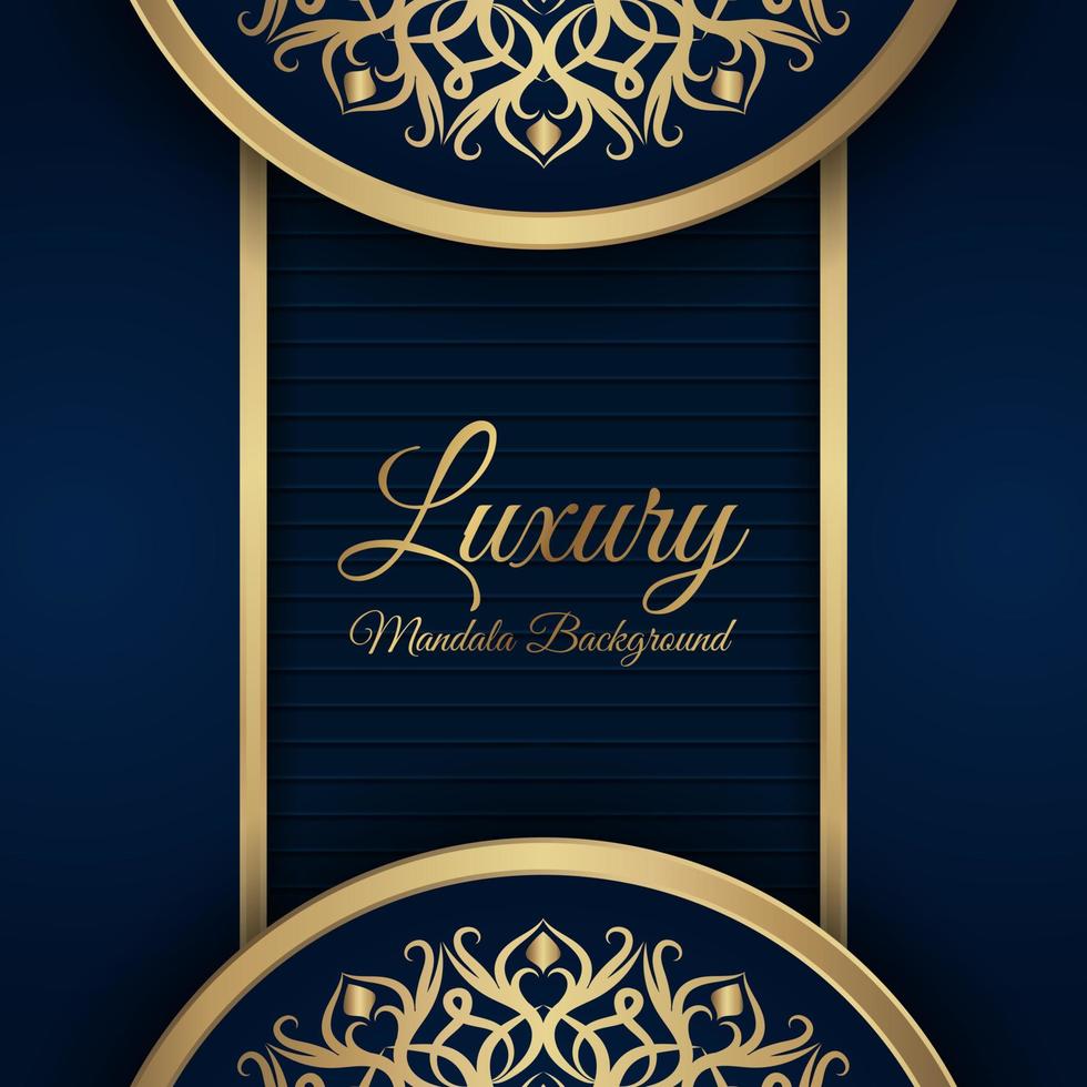 Blue background with golden mandala ornament vector
