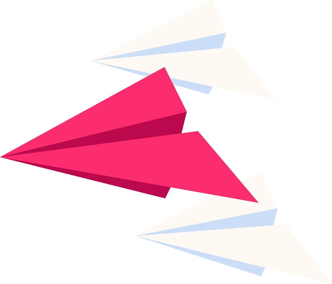 liderazgo empresarial cohete rojo avión de papel fuera del seguidor plano vector