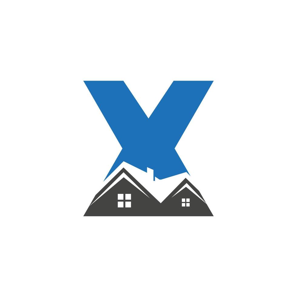 Initial Letter X Real Estate Logo With House Building Roof For Investment and Corporate Business Template vector