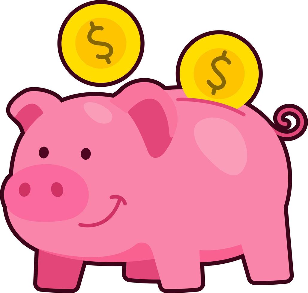 Saving Business pig money sign financial success Colored Flat with