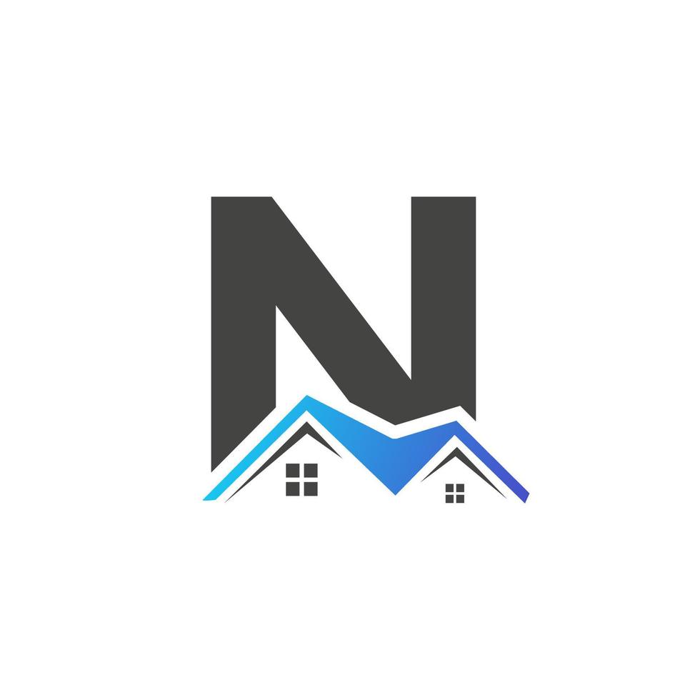 Initial Letter N Real Estate Logo With House Building Roof For Investment and Corporate Business Template vector