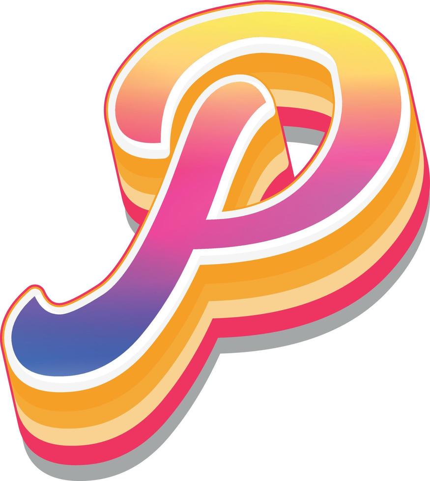 Colorful 3d illustration of letter p vector