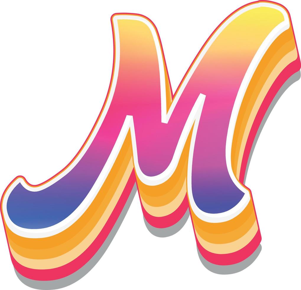 Colorful 3d illustration of letter m vector
