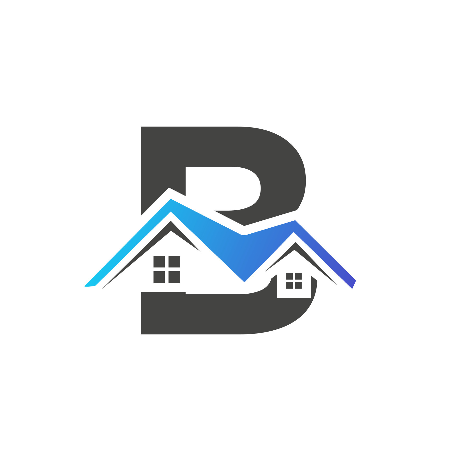 Initial Letter B Real Estate Logo With House Building Roof For