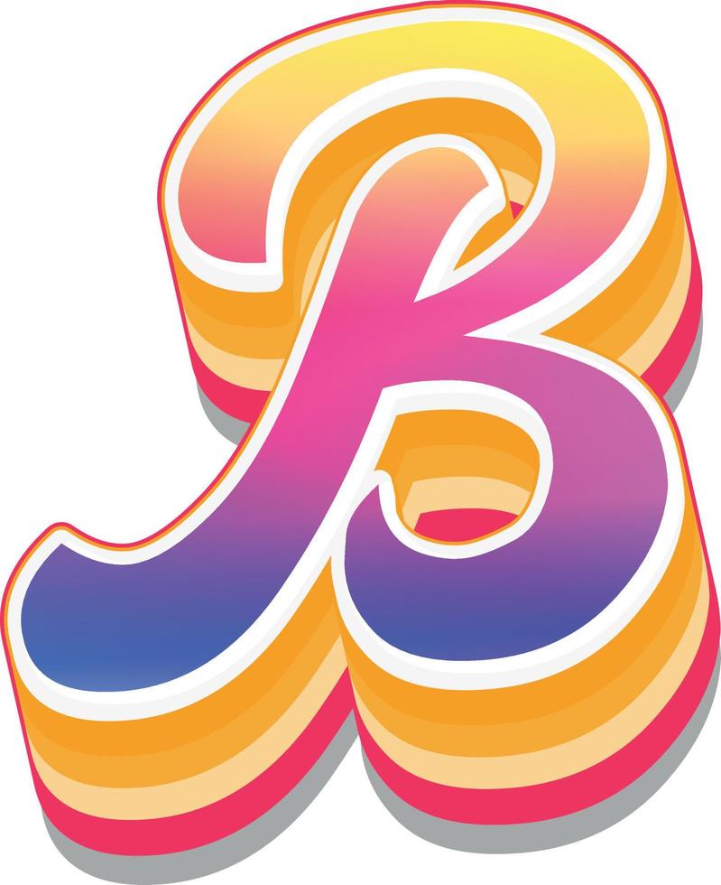 Colorful 3d illustration of letter b vector