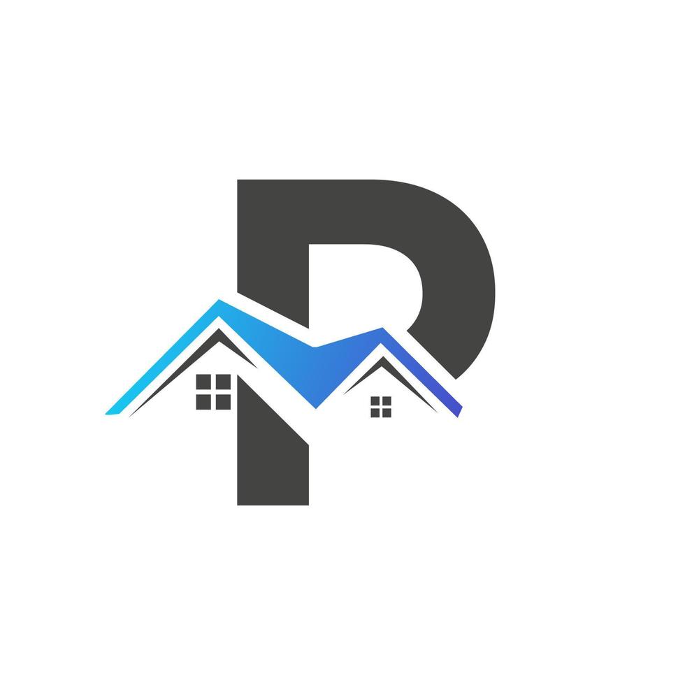 Initial Letter P Real Estate Logo With House Building Roof For Investment and Corporate Business Template vector