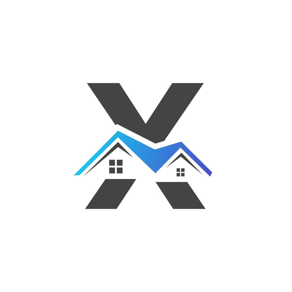 Initial Letter X Real Estate Logo With House Building Roof For Investment and Corporate Business Template vector