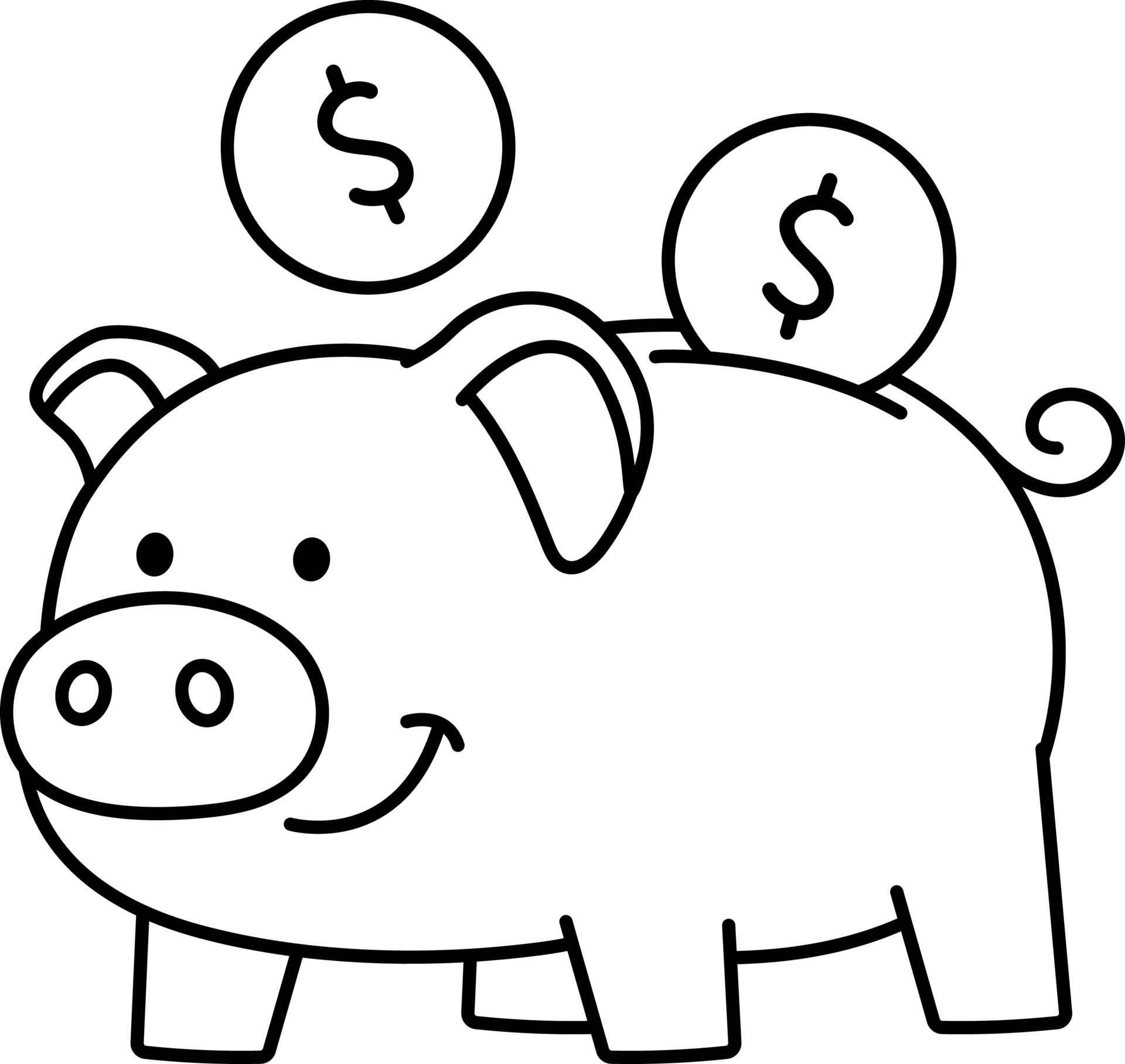 saving-business-pig-money-sign-financial-success-colored-line-with