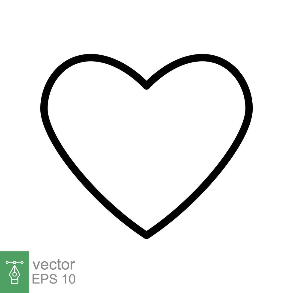 icono del corazón estilo de esquema simple. logo de amor, sentimiento, romance, decoración de maleza, como, concepto de emoción. símbolo de línea delgada negra. diseño de ilustración vectorial aislado sobre fondo blanco. eps 10. vector