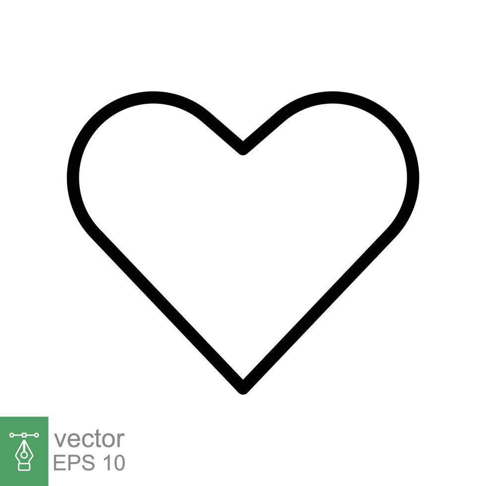 icono del corazón estilo de esquema simple. logo de amor, sentimiento, romance, decoración de maleza, como, concepto de emoción. símbolo de línea delgada negra. diseño de ilustración vectorial aislado sobre fondo blanco. eps 10. vector