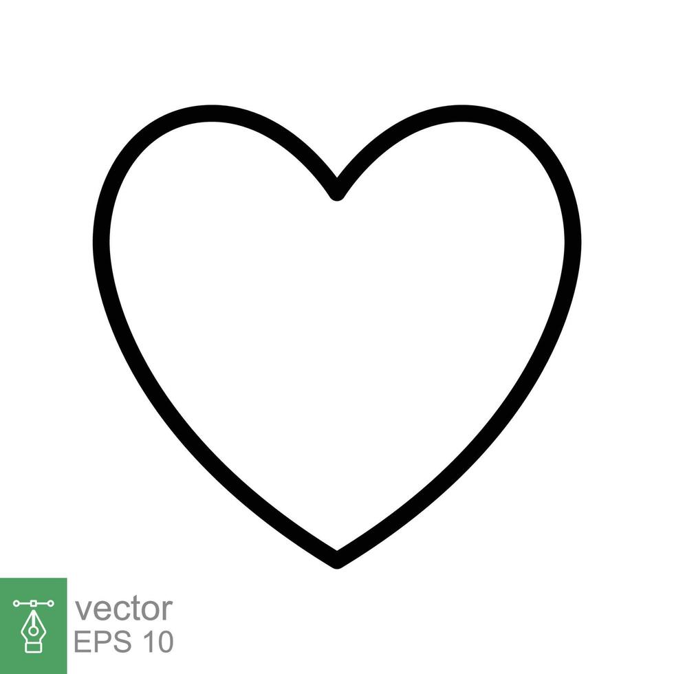 icono del corazón estilo de esquema simple. logo de amor, sentimiento, romance, decoración de maleza, como, concepto de emoción. símbolo de línea delgada negra. diseño de ilustración vectorial aislado sobre fondo blanco. eps 10. vector