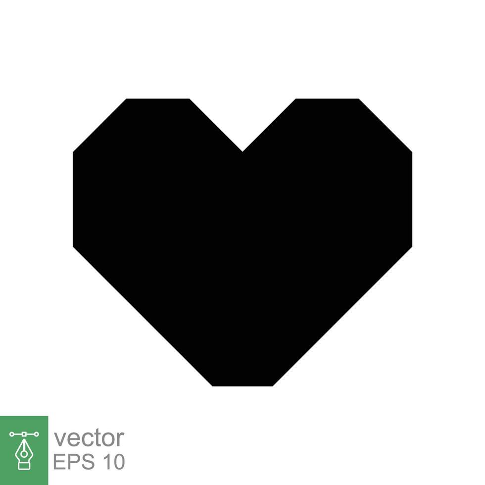 icono del corazón estilo plano sencillo. logo de amor, sentimiento, romance, decoración de maleza, como, concepto de emoción. silueta negra, símbolo de glifo. diseño de ilustración vectorial aislado sobre fondo blanco. eps 10. vector