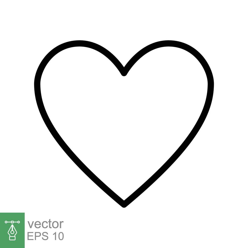 icono del corazón estilo de esquema simple. logo de amor, sentimiento, romance, decoración de maleza, como, concepto de emoción. símbolo de línea delgada negra. diseño de ilustración vectorial aislado sobre fondo blanco. eps 10. vector