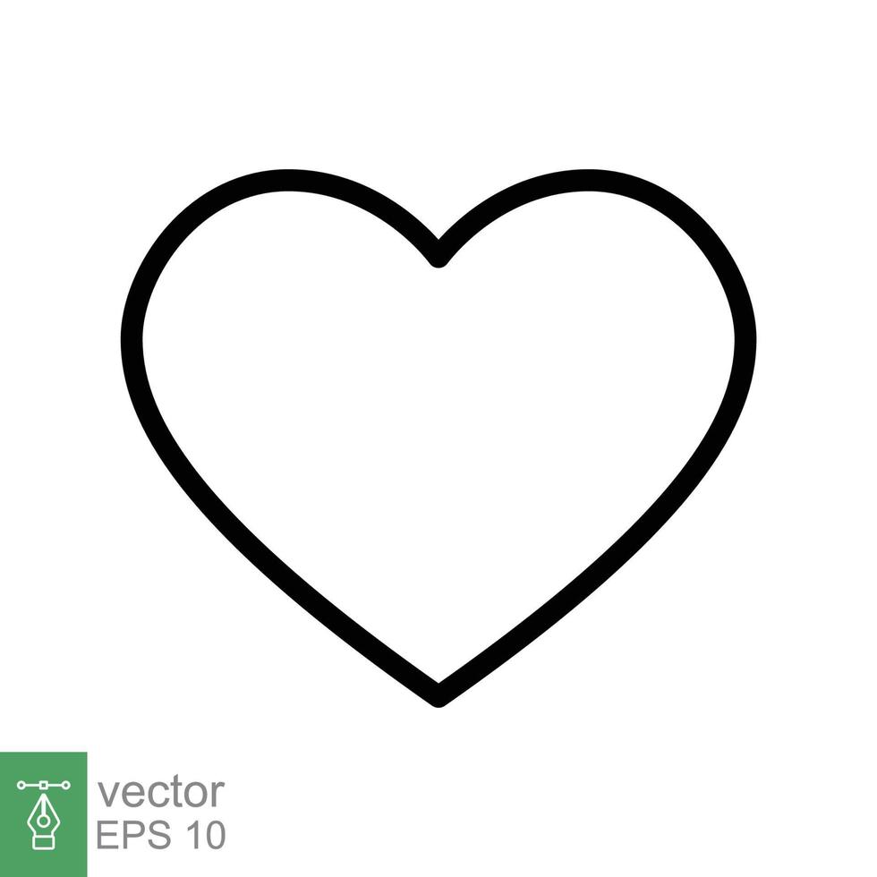 Heart icon. Simple outline style. Love logo, feeling, romance, weeding decoration, like, emotion concept. Black thin line symbol. Vector illustration design isolated on white background. EPS 10.