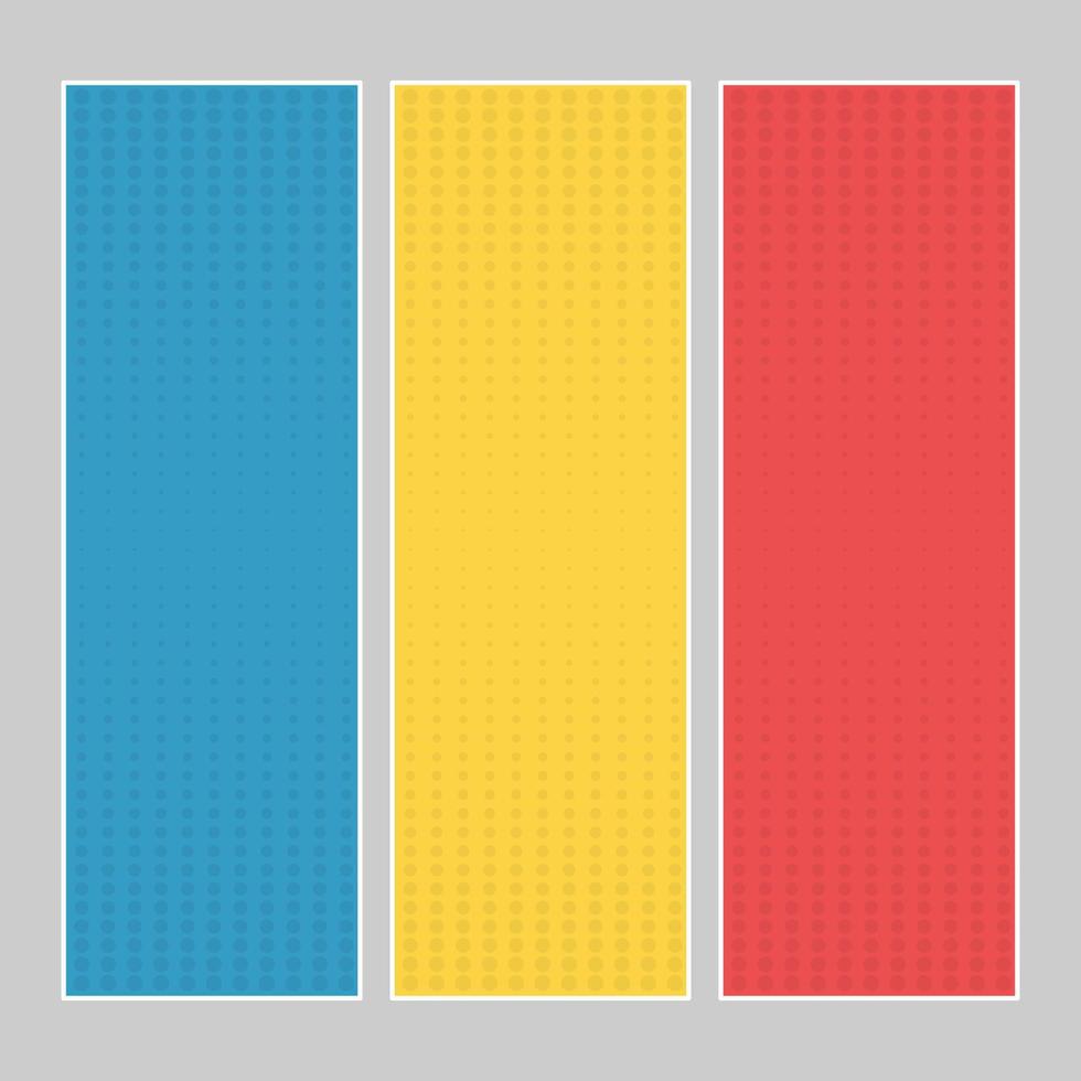 Set of multi colored pop art banners. Halftone comic template with place for your text for design. Vector illustration