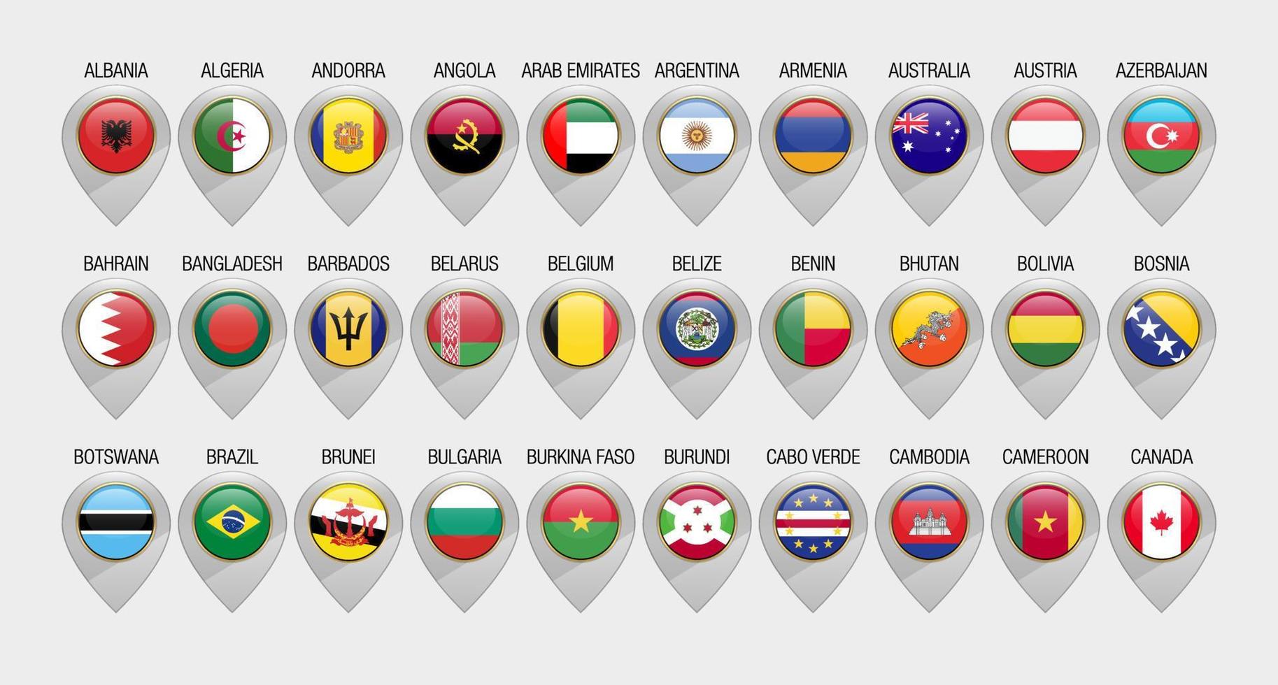 Map Pointer or Marker With Flags Design Template vector