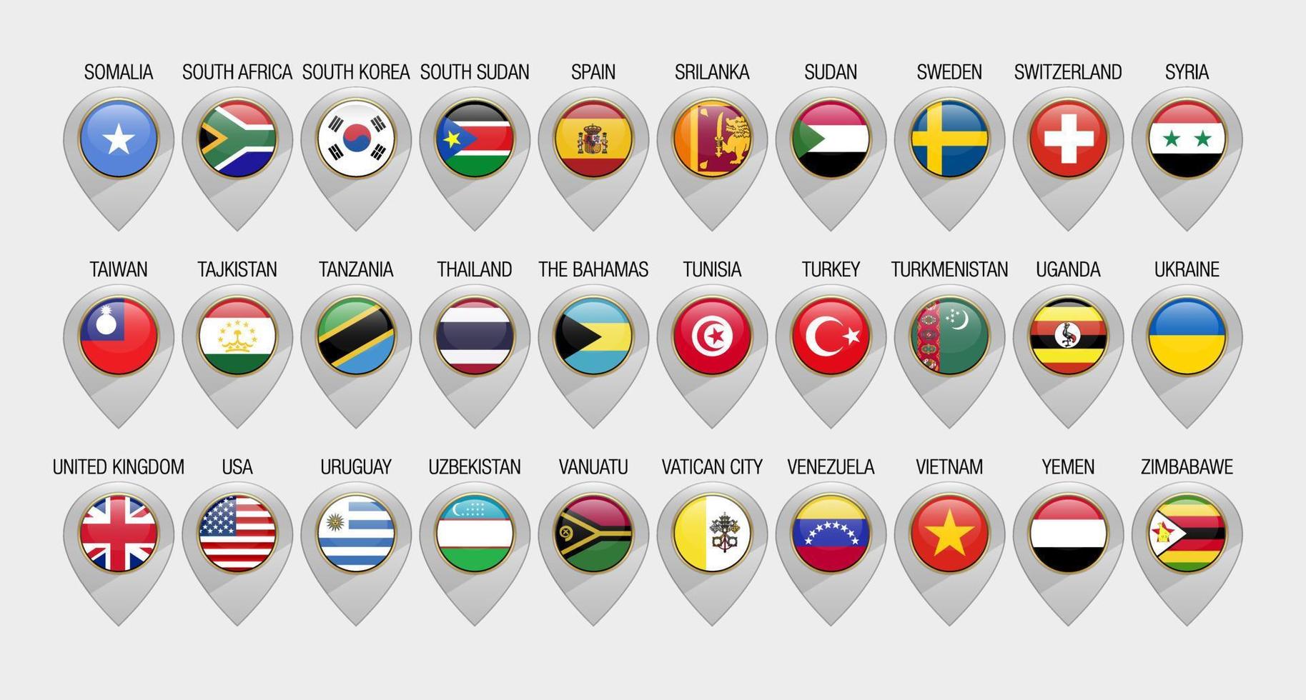 Map Pointer or Marker With Flags Design Template vector
