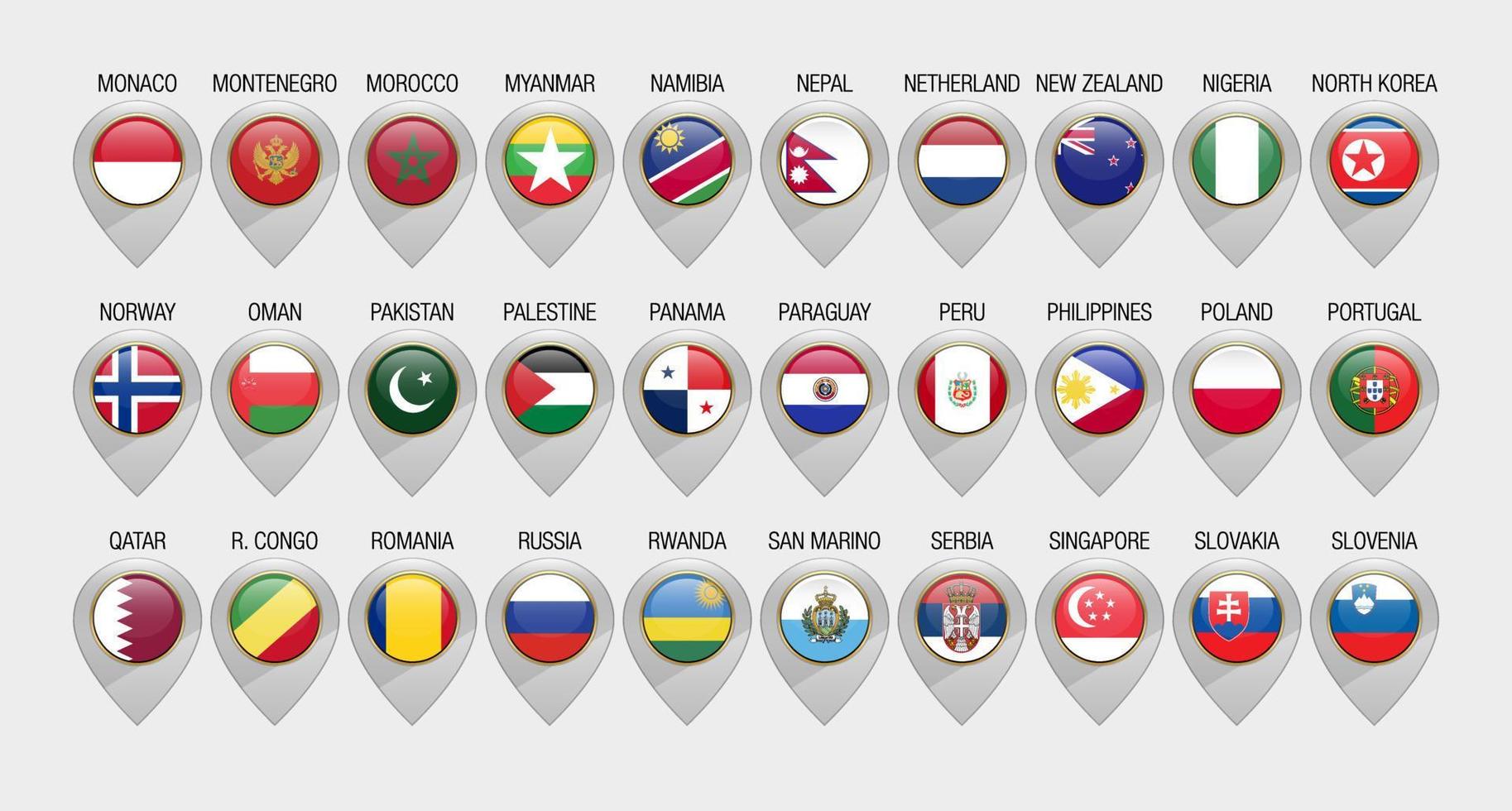 Map Pointer or Marker With Flags Design Template vector