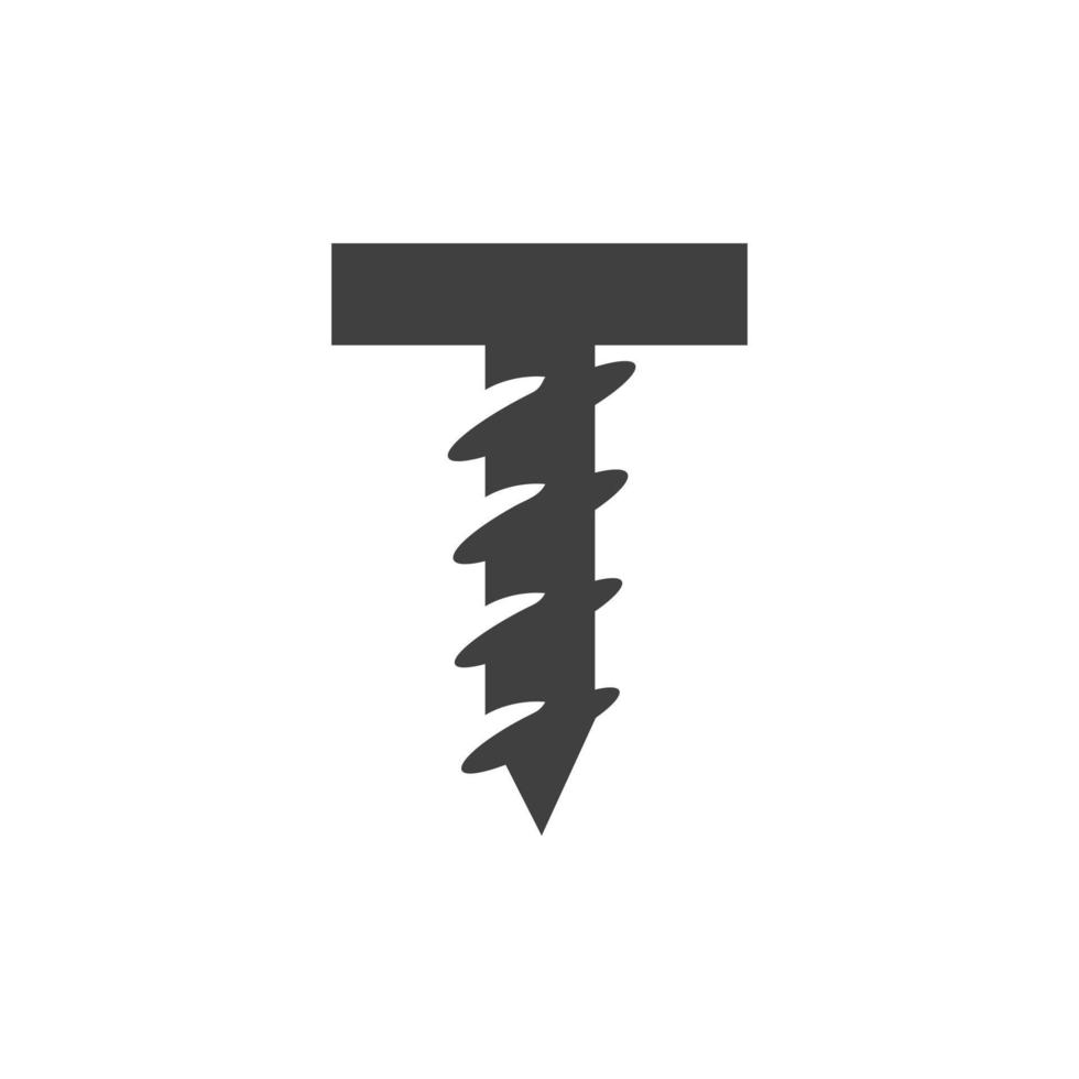 plantilla de logotipo de tornillo de letra t para diseño de símbolo de ferretería de construcción vector